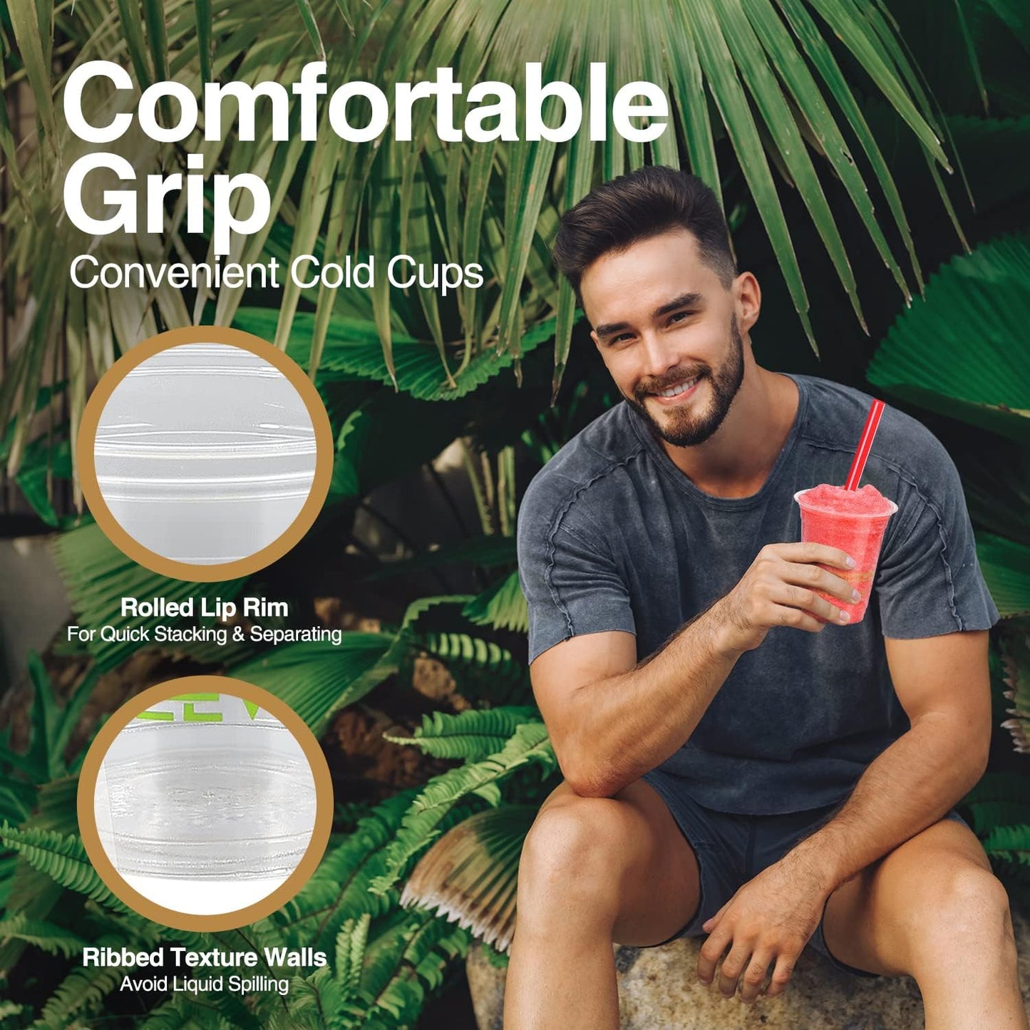 Eco Compostable Plant-Based Clear Plastic Cups 12oz Thick, Reusable, Disposable Iced Coffee Cups for Smoothies, Beer & Any Beverages for Parties, Weddings & Gatherings