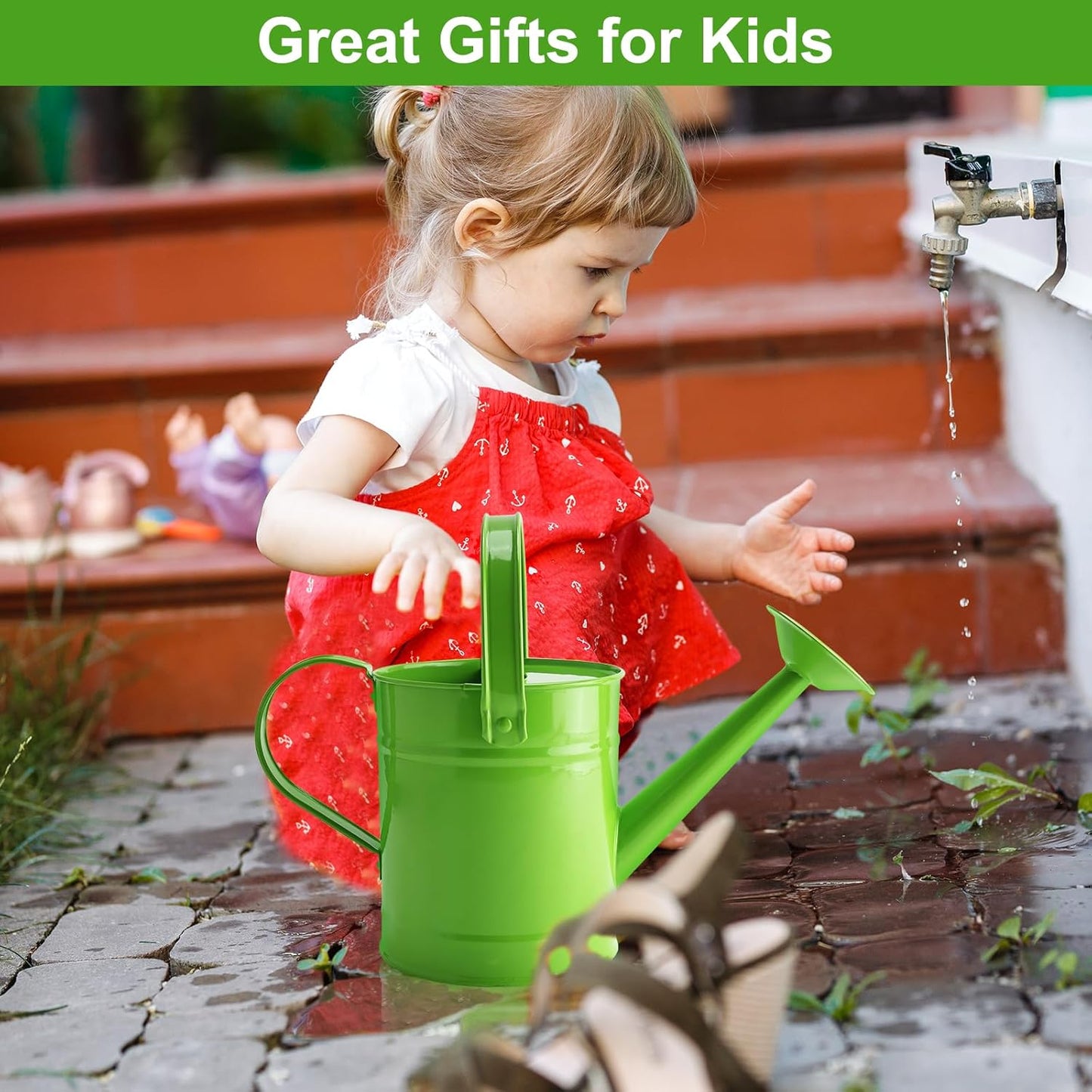 Finderomend Watering Can, Metal Watering Can 1.5L/51oz, Iron Art for Watering Bucket Home Office Small Portable Indoor Watering Equipment (Green)