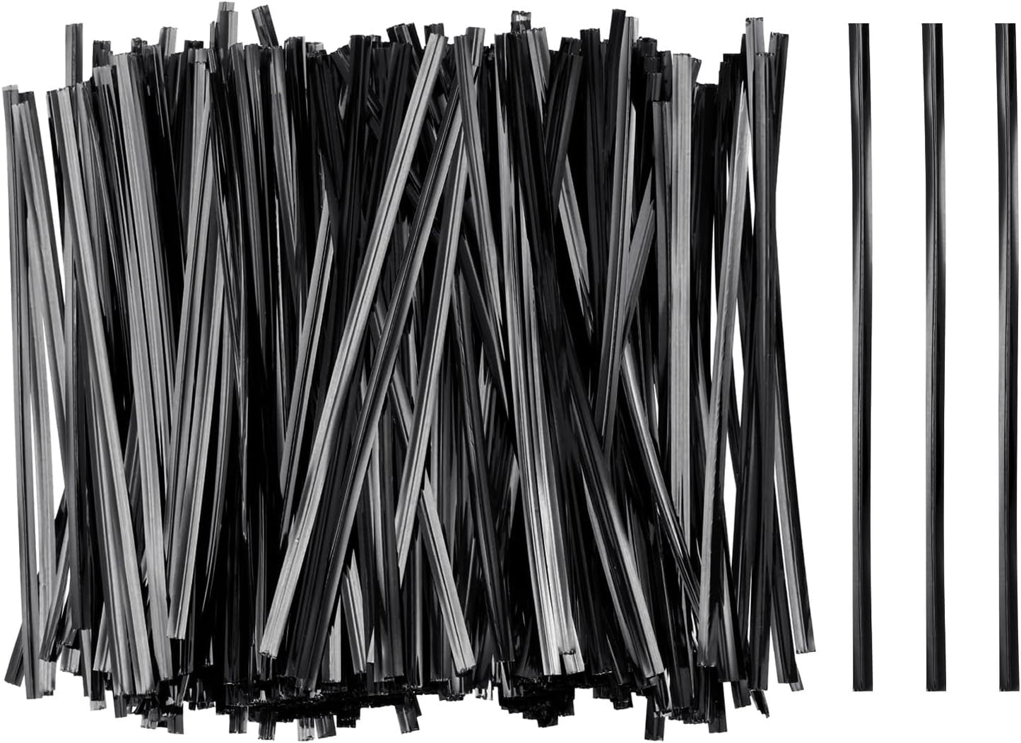 HARFINGTON 800pcs Bag Twist Ties 4.7" Reusable Plastic Metallic Twist Ties Wire Cable Ties for Party Bread Candy Cake, Black