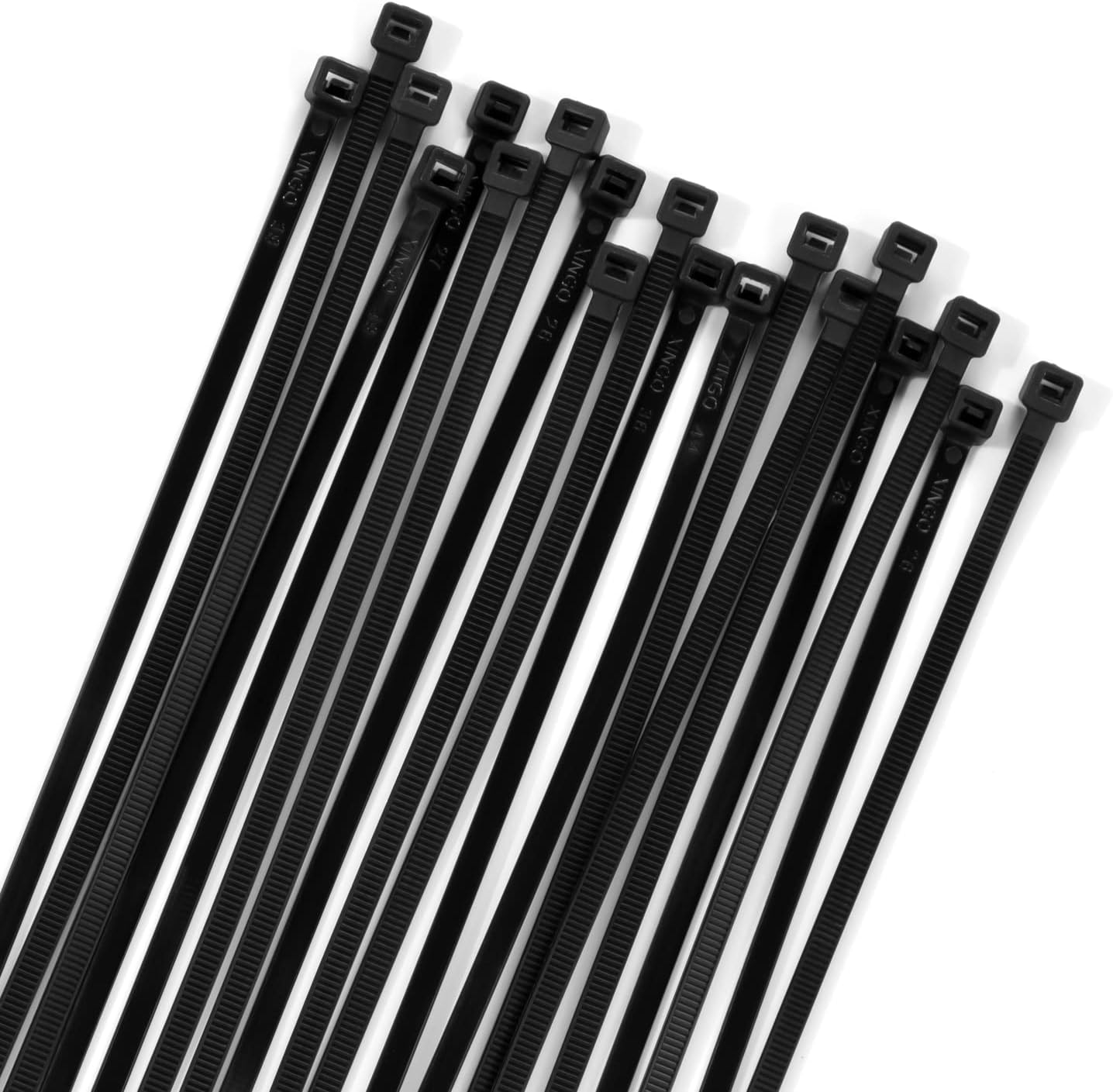 XINGO 100PCS Cable Zip Ties Heavy Duty, Premium Nylon Plastic Wire Ties with 50 Pounds Tensile Strength, Self-Locking Black Nylon Zip Ties for Indoor and Outdoor (8 inch, Black)