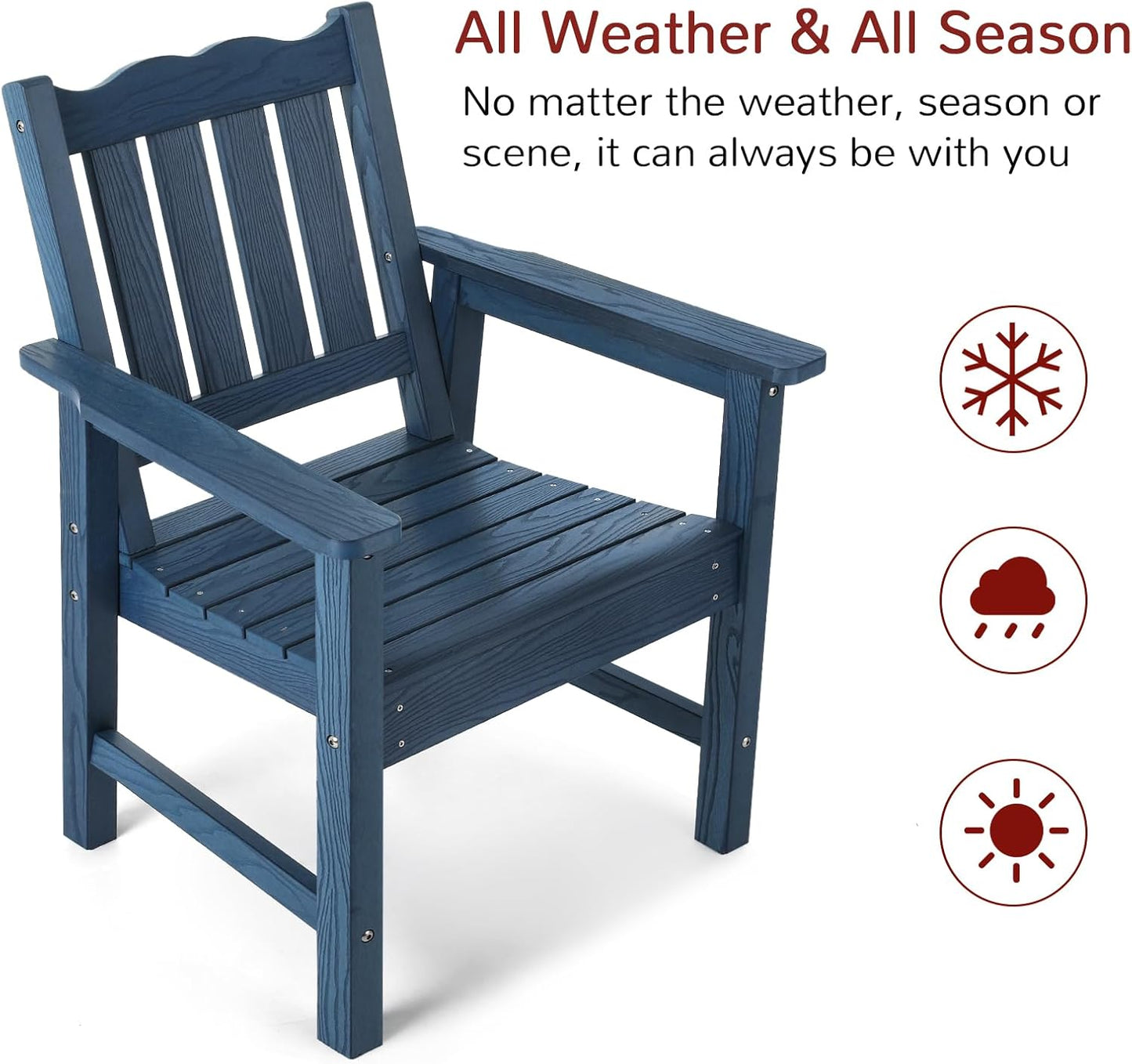 Stoog All-Weather Patio Chairs Set of 2, Heavy Duty Outdoor Chairs with 400 lbs Weight Capacity, Garden Chair for Backyard, Deck, Lawn & Porch, Blue