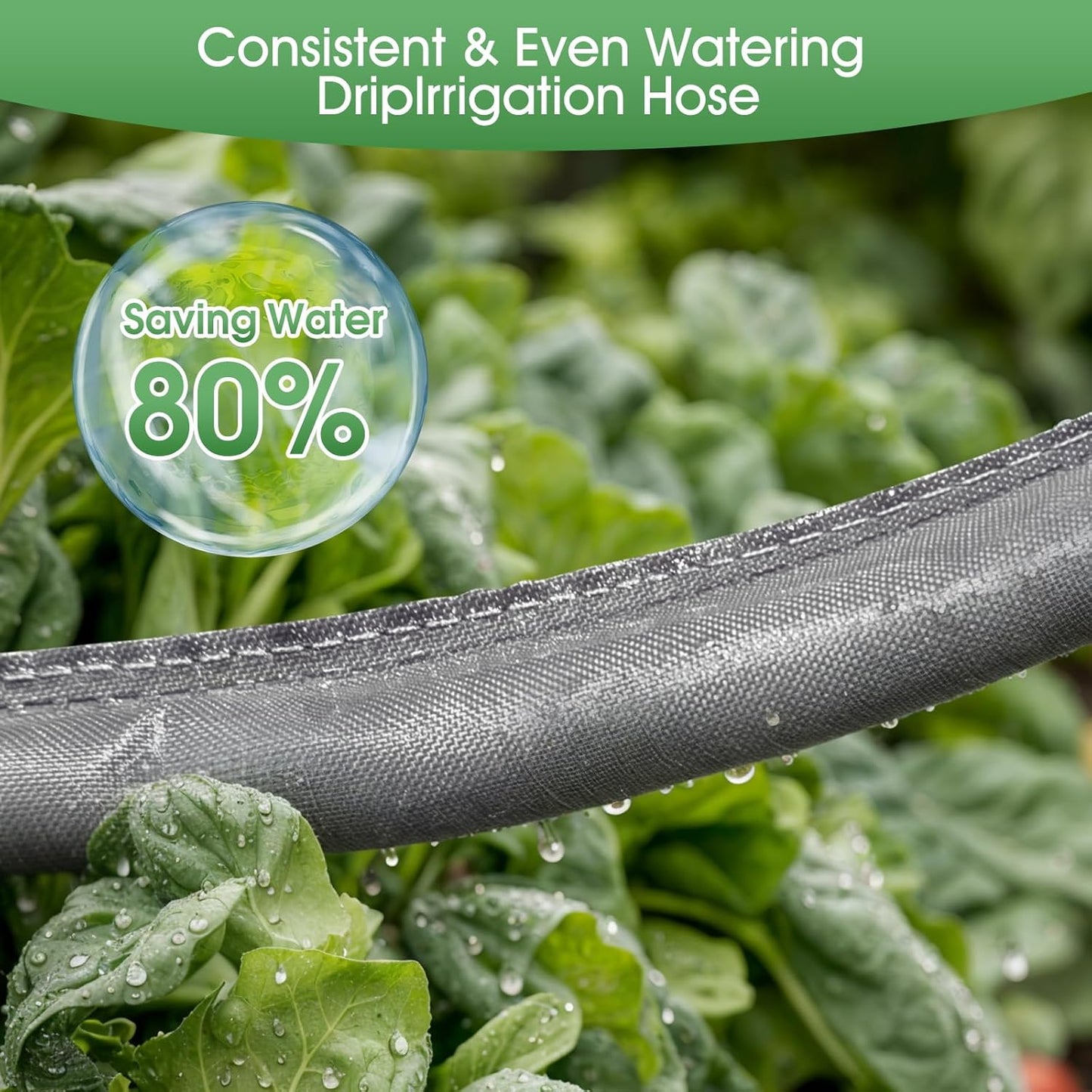 Flat Soaker Hose for Garden Beds 25 ft,Linkable Drip Irrigation Hose Save 80% Water, Leakproof Watering Hose with Holes, Duty Double Layer Flexible Leakproof