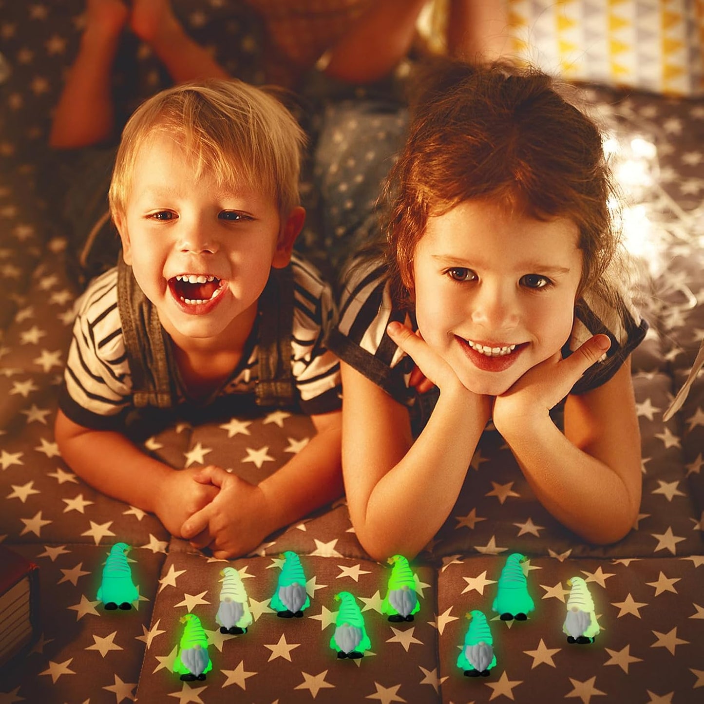 12 Pcs Luminous Mini Gnomes Figurines Fairy Glow in Dark Garden Miniature Gnome Figurines Decor Funny Poses Garden Yard Home Patio Lawn Backyard Hide See DIY Craft