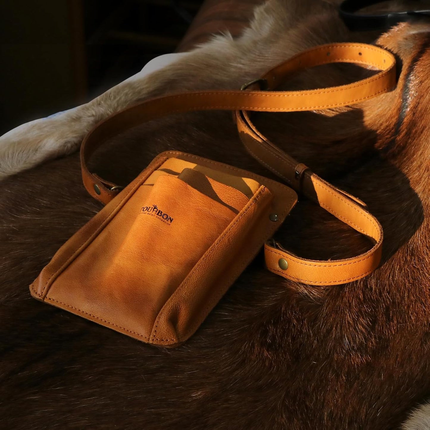 Tourbon Leather Florist Tool Waist Pouch Belt Garden Shoulder Crossbody Tools Bag Gardening Pruning Shears Holder Organizer Kit 4 Pockets (Brownish Yellow)