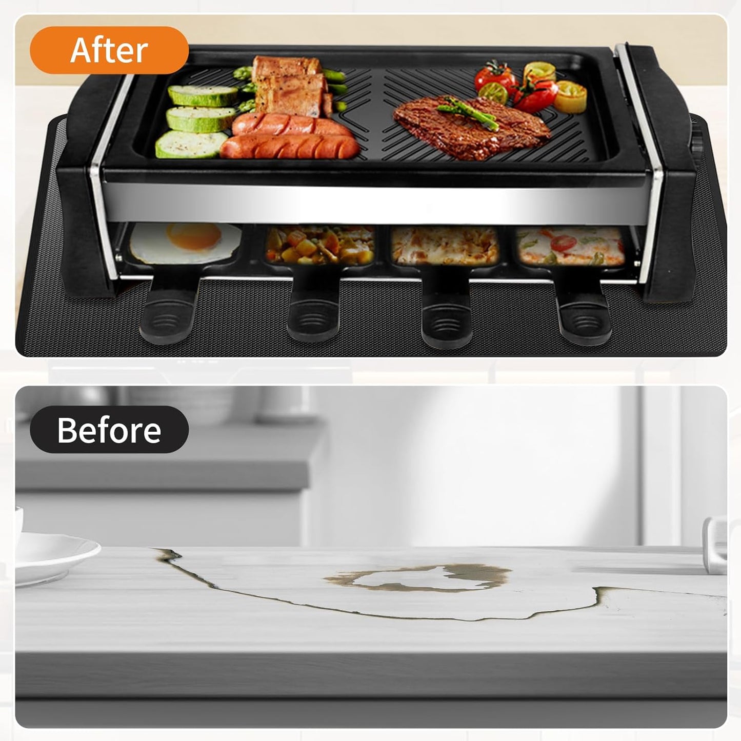 Heat Resistant Grill Mat, 25 x 20 inches Double-sided fireproof and waterproof BBQ protection mat Multi-Purpose for Grills Pizza Ovens Smokers Black