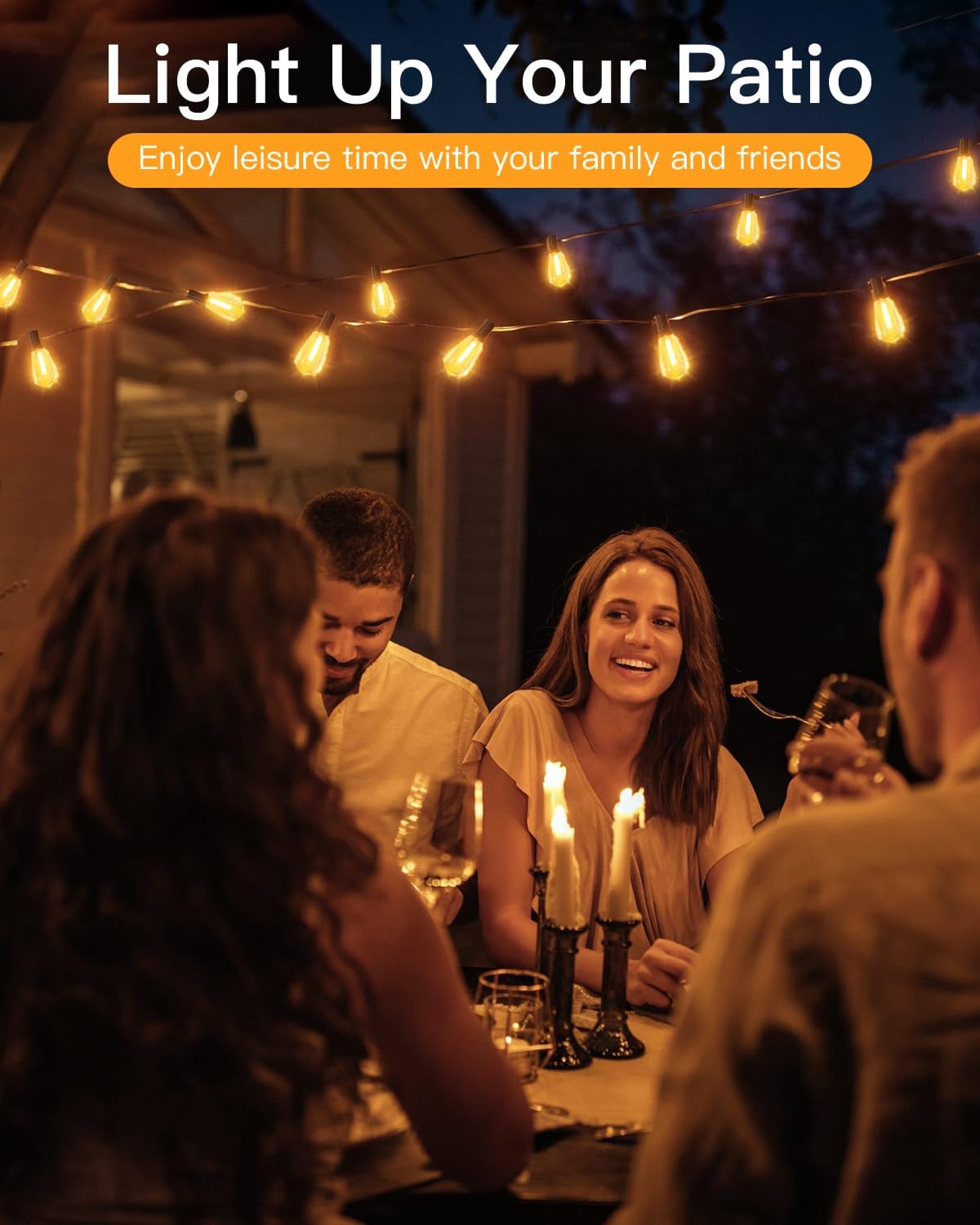 GLUROO Outdoor String Lights, 30FT LED Outdoor Patio Lights Waterproof with 15+1 Vintage Bulbs Shatterproof Energy Saving,2700K Hanging Edison String Lights Outside for Backyard,Bistro,Camping,Gazebo