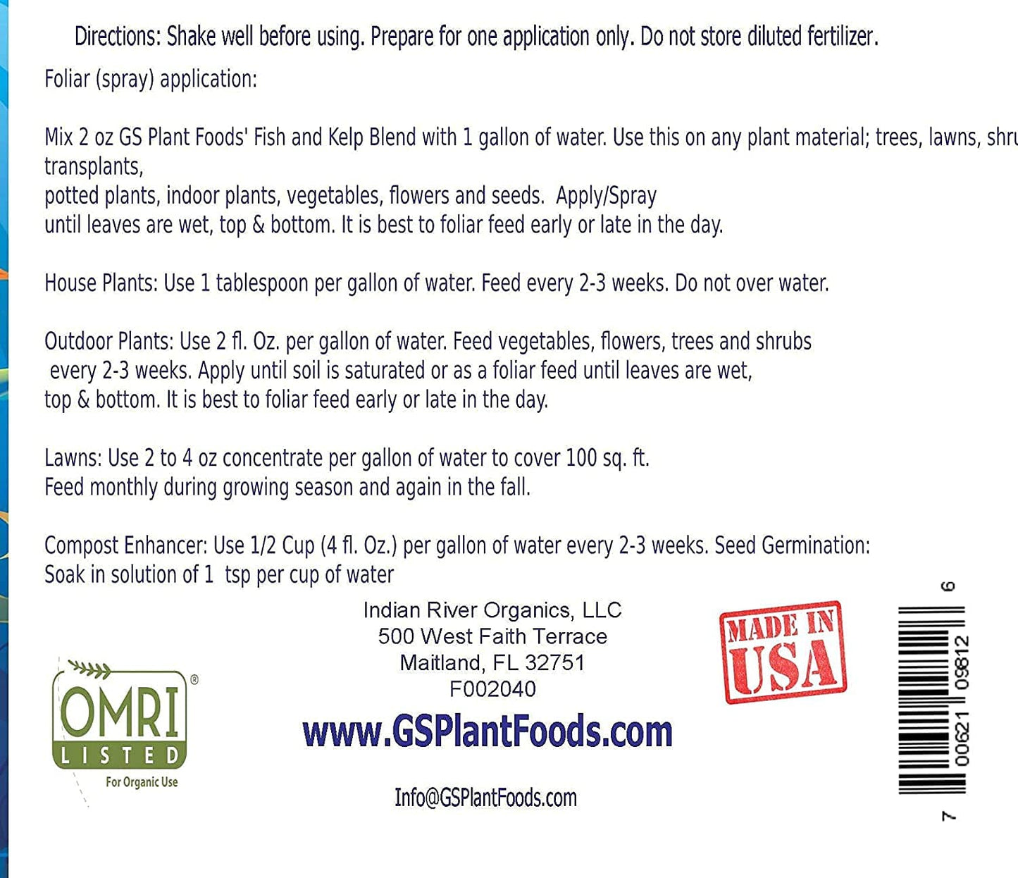 Omri Listed Fish & Kelp Fertilizer by GS Plant Foods (5 Gallons) - Organic Fertilizer for Vegetables, Trees, Lawns, Shrubs, Flowers, Seeds & Plants - Hydrolyzed Fish and Seaweed Blend (5 Gallon)