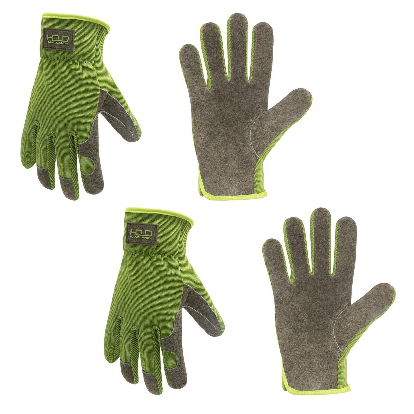 HLDD HANDLANDY 2 Pairs Leather Gardening Gloves for Men, Utility Work Gloves for Gardening, Yardwork, Construction, Mechanics, Great Garden Gifts for Men Women