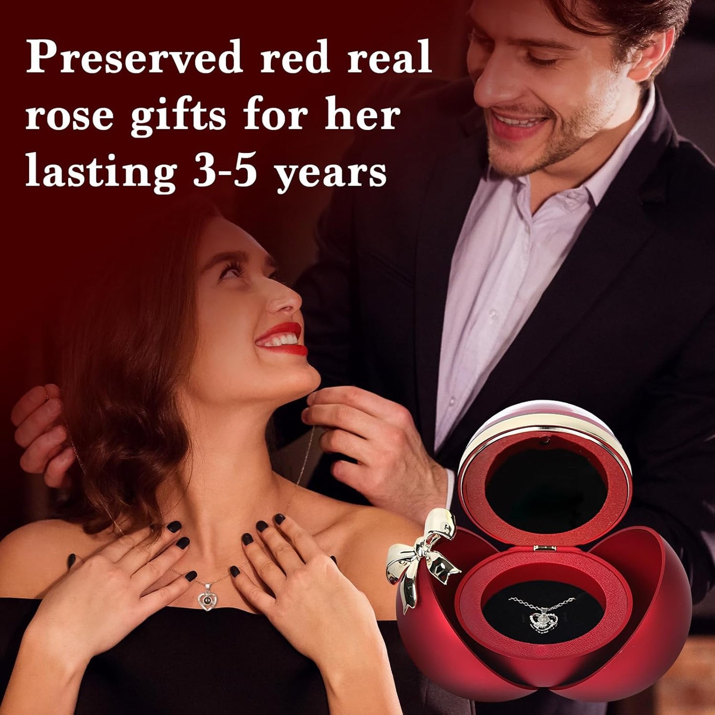 Preserved Red Real Rose-Eternal Flowers Rose Gifts for Mom Grandma Wife Girlfriend on Mothers Day Birthday Valentines Christmas Anniversary Romantic Gifts for Her with I Love You Romantic Gift (Red)