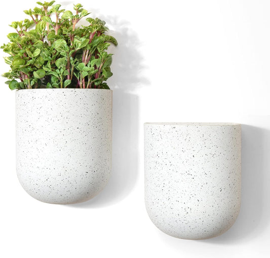LA JOLIE MUSE Wall Hanging Planters for Indoor Plants，Hanging Flower Pots for Air Plants Succulent, Set of 2, 6 Inch, Speckled White