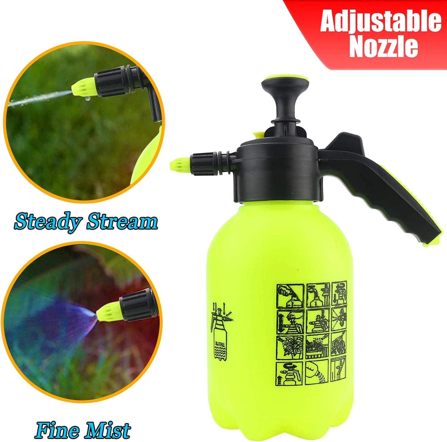 Sunnyglade Hand Held Garden Sprayer Portable Lawn Pressure Pump Sprayer Adjustable Nozzle Manual 1/2 Gallon