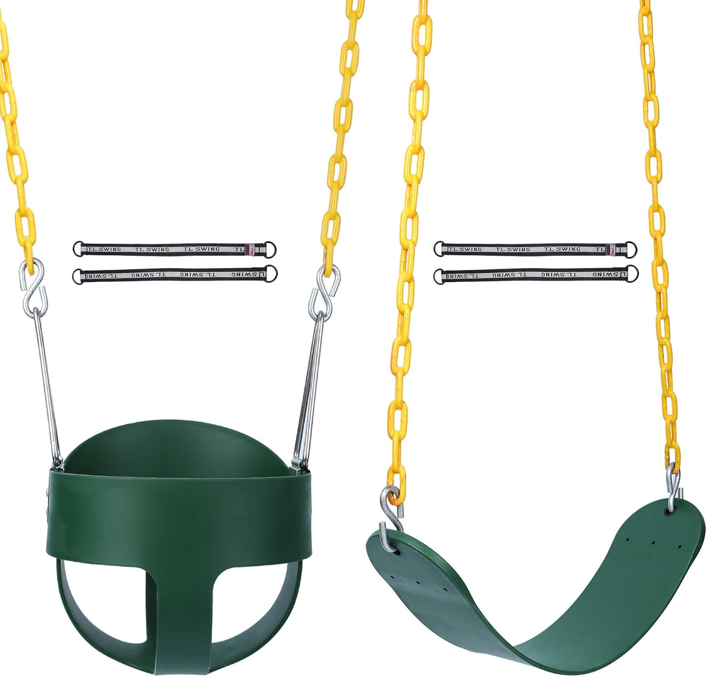 RedSwing High Back Full Bucket Swing with Heavy Duty Swing Seat Combo Pack (Triangle and Chain Dip), Tree Straps Included