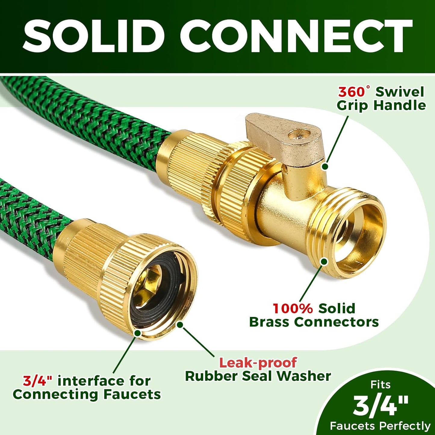 Upgraded Garden Hose 25+5ft, Non-Expandable Hose, Heavy Duty Kink-Resistant Flexible Water Hose with High-Density Fabric,LeakProof Hose Metal Shut-Off Valve Connector for Patio, Car Wash. (30FT)