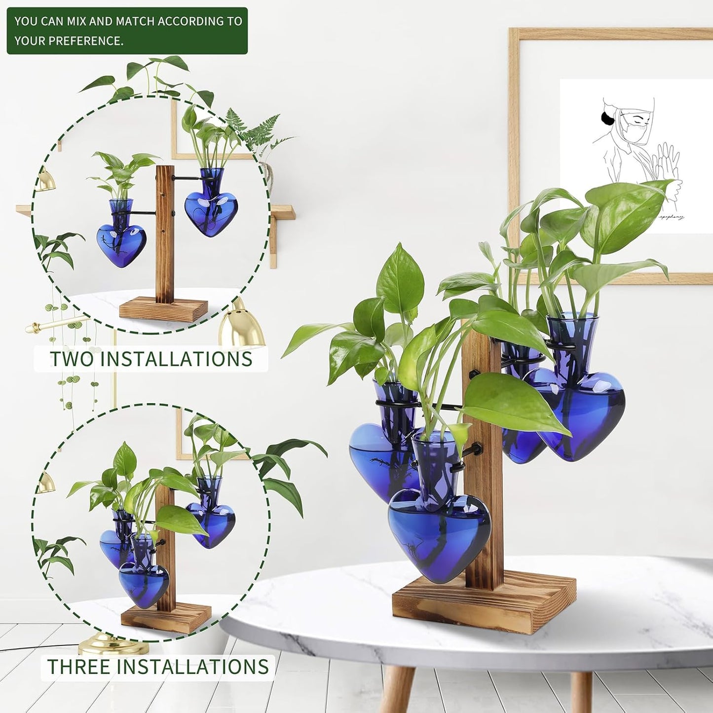 Plants Propagation Stations Plant Terrarium Kit Glass Planters for Indoor Plants House Plant Accessories Gift for Women - 4 Love Vase