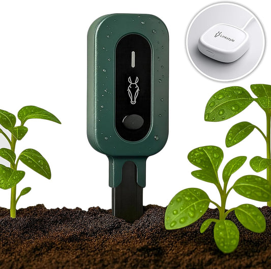 PLANTRON Afra II Smart Soil Moisture Sensor By LINKSTYLE — Includes WiFi Hub (2.4GHz wi-fi only) for Remote Access, 3-in-1 Soil Moisture, Temperature and Luminosity Tracker, Waterproof, Indoor/Outdoor