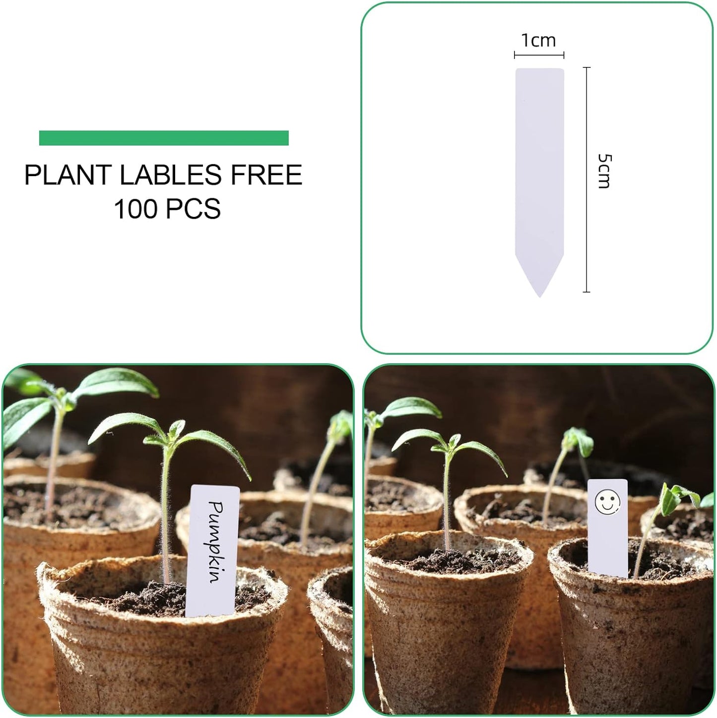 JERIA 100-Pack 3.15 Inch Peat Pots for Seedling with 100 Pcs Plant Labels,Outdoor Garden Germination Nursery Pots,Biodegradable Seed Starter Pots Kits