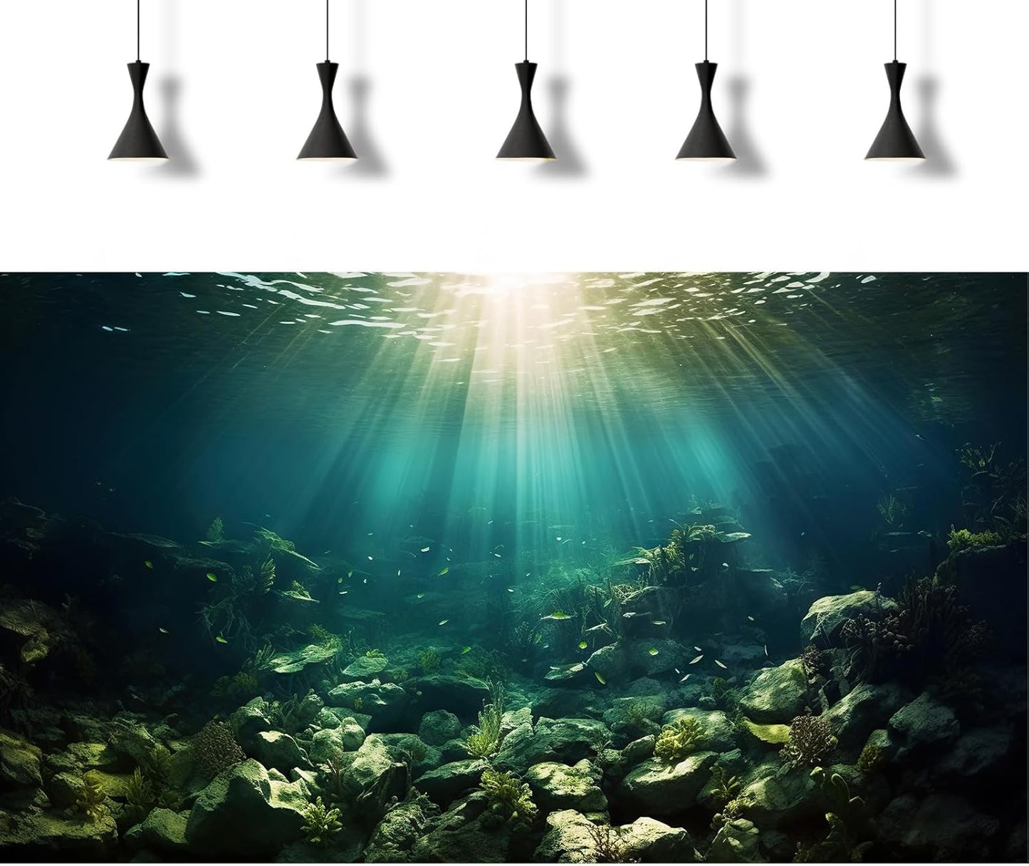 Deep Ocean Aquarium Background Under The Sea Fish Tank Background Underwater World Terrarium Backgrounds Ocean Floor Rock Aquatic Plants Aquarium Backdrop for Fish Tank Backgrounds Decors 30x12in