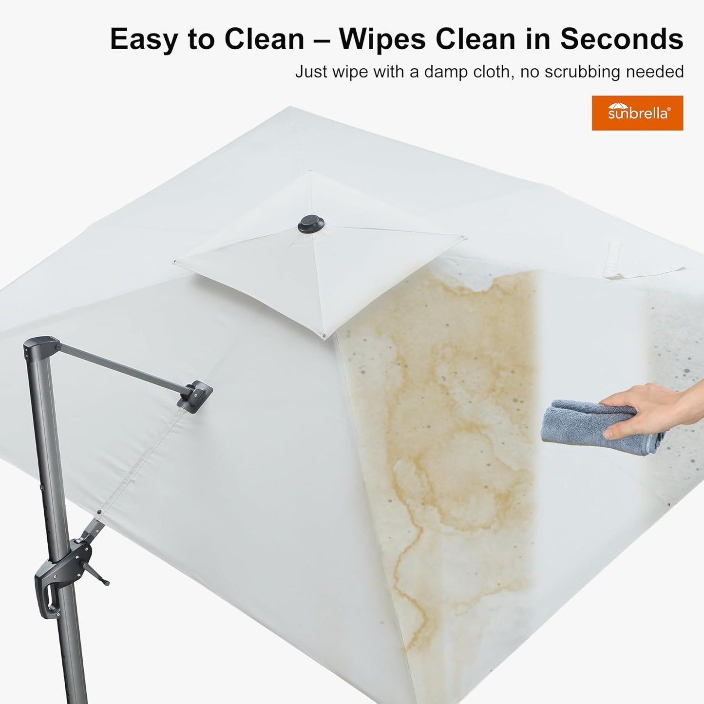 PURPLE LEAF Cantilever Umbrella 10' X 13' Outdoor Double Top Large Rectangle Heavy Duty 360° Rotation Offset Sun Shade Umbrella for Garden Patio Deck Pool Backyard Canvas Natural