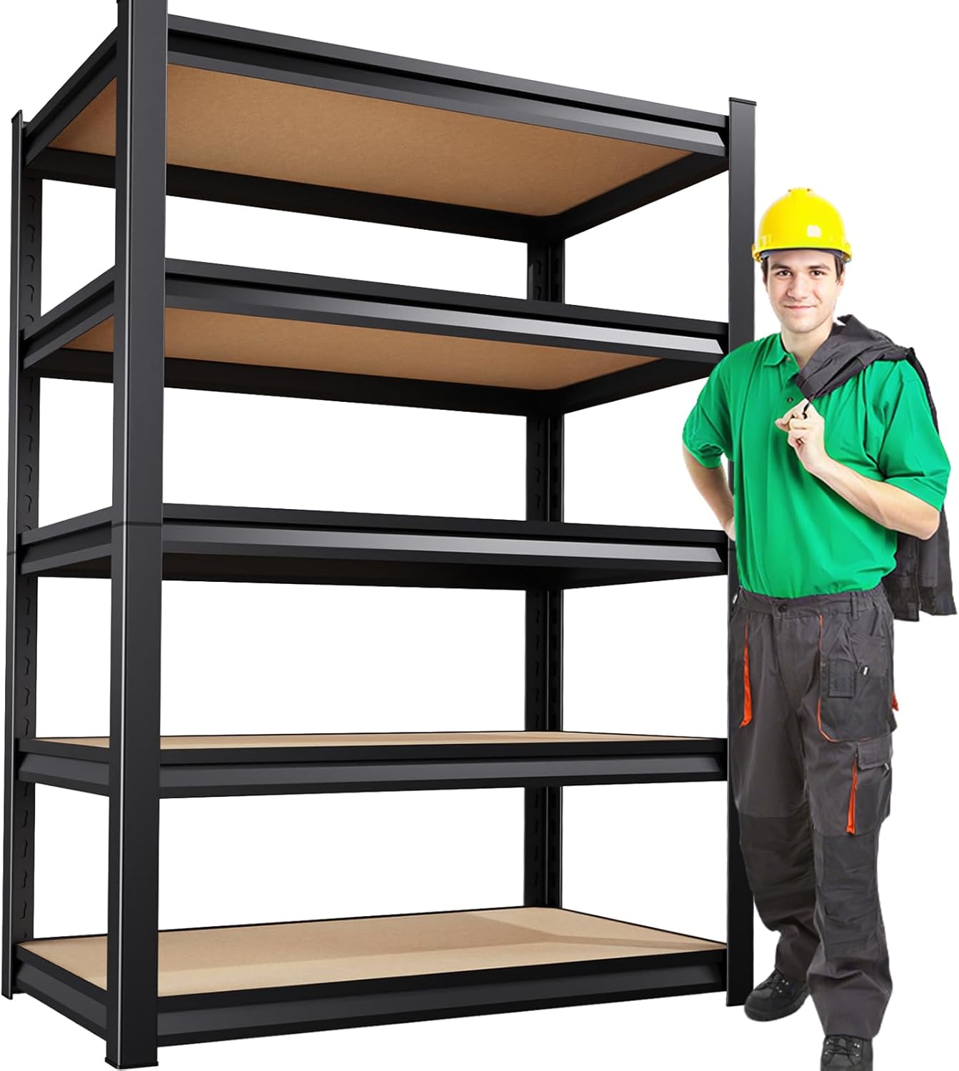 72”H Garage Shelving 5 Tier Storage Shelves Adjustable Garage Storage Shelves Wood Shelf 2000LBS Heavy Duty Industrial Shelving Unit Utility Shelf Wood Storage Rack,35.4''W×15.7''D×72''H