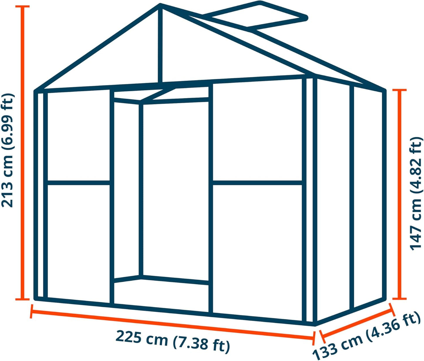 Greenhouse Topas 2 Aluminum Frame 7.4 x 4.4 ft with Approx. 8 mm Polycarbonate Panels