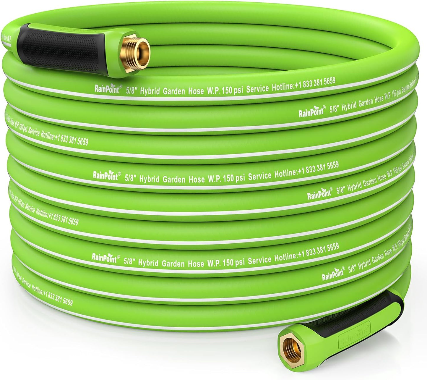 RAINPOINT Garden Hose 100ft - lightweight Heavy Duty Water Hose with Swivel Handle - Flexible, Hybrid Rubber, 5/8", Male to Female