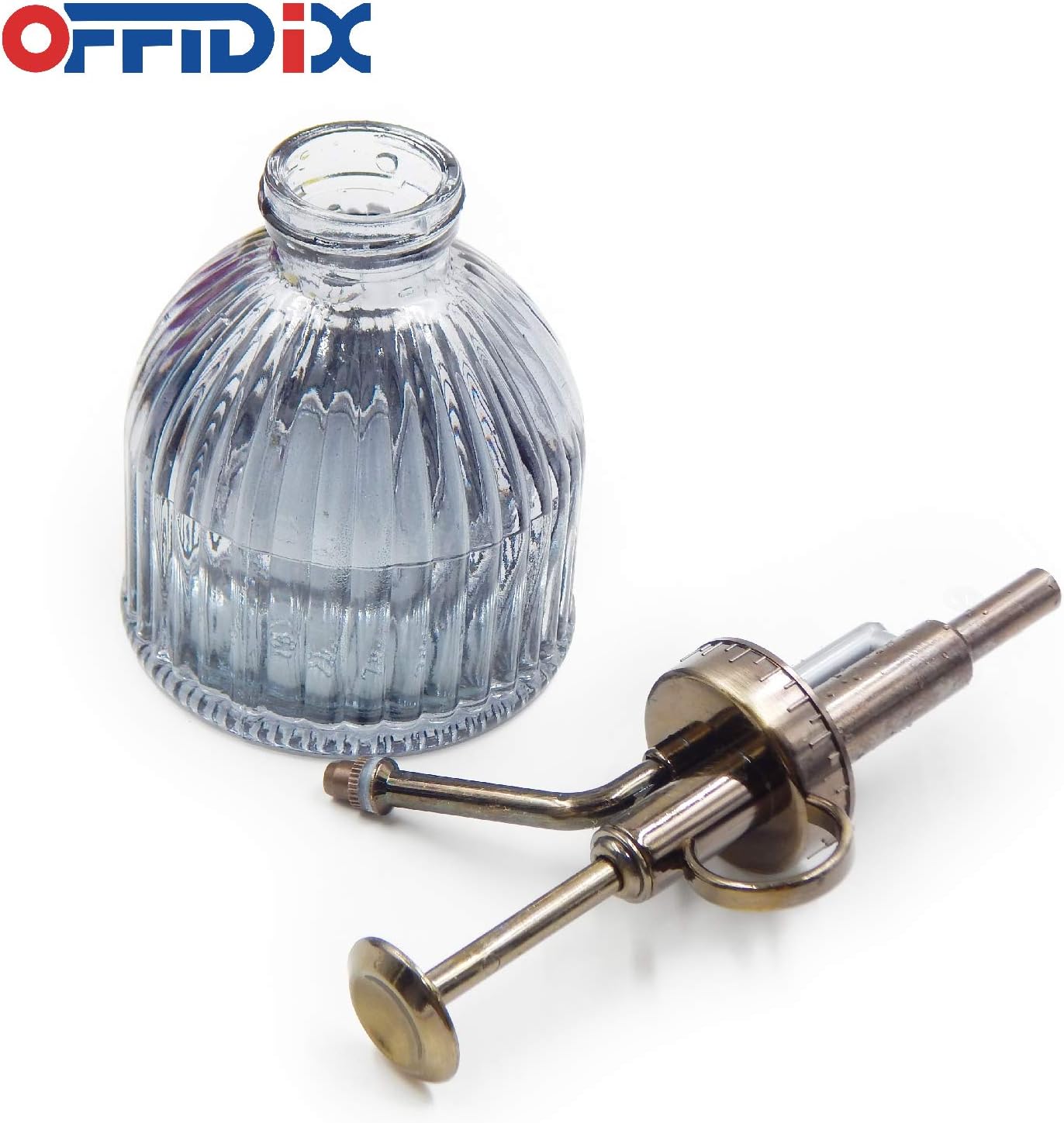 OFFIDIX Plant Mister plant water Spray Bottle, 6.3" Tall Vintage Style with Bronze Plastic Top Pump One Hand Glass Watering Can for Indoor Potted Plants Terrariums (Dark Gray)