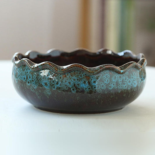 RUIGO Lotus Flower Bowl,Aquatic Planter Bowl,Bonsai Pots with Lotus Flower Design,Ceramic Lotus Flower Bowl,Perfect for Growing Hydroponic Plant,Decorative Bowl for Home,Garden