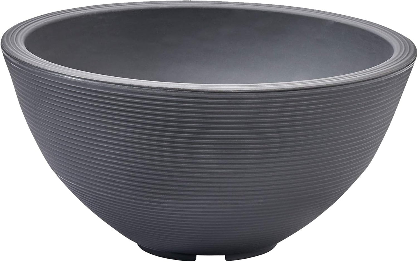 Crescent Garden Delano Bowl Planter, Indoor Outdoor Round Shallow Plant Pot for Water Garden, Bonsai Plant Pots, Succulents with Drain Hole - Double Walled Bowl Lotus Pot, 16" W (Slate)