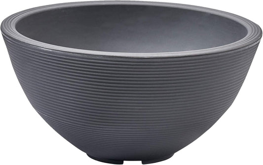 Crescent Garden Delano Bowl Planter, Large Outdoor Round Shallow Plant Pot for Water Garden, Bonsai Plant Pots, Succulents with Drain Hole - Double Walled Bowl Lotus Pot, 26" W (Slate)