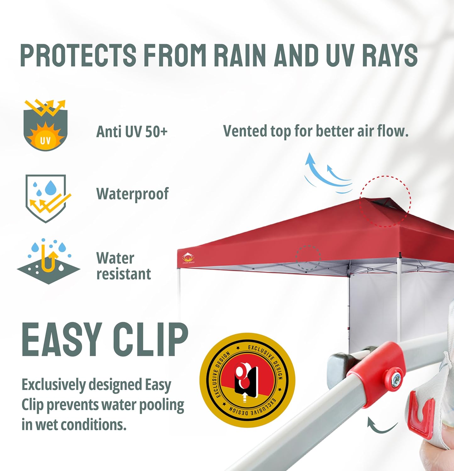 CROWN SHADES 12x12 Pop Up Canopy Tent Instant Commercial with 150D Silver Coated Fabric Including 1 Removable Sidewall, 4 Ropes, 8 Stakes, Weight Bags, STO 'N Go Bag, Red