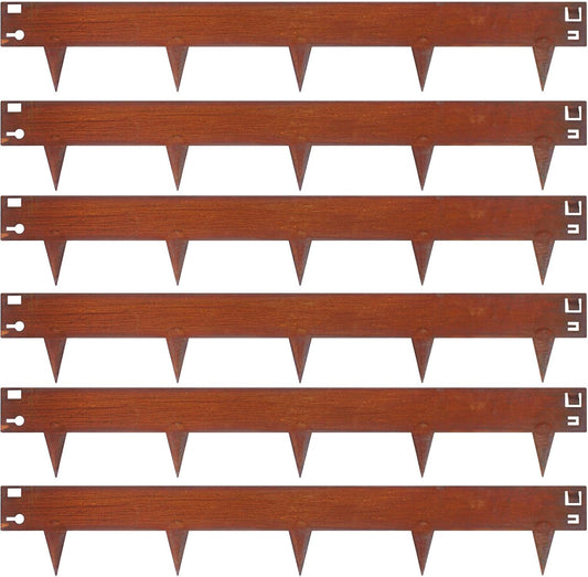 42" L X 6.3" H Corten Steel Landscape Edging, 6 Pack Hammer in Landscape Edging, Garden Edging Border for Lawn, Flower Bed, Yard (Rust-Colored)