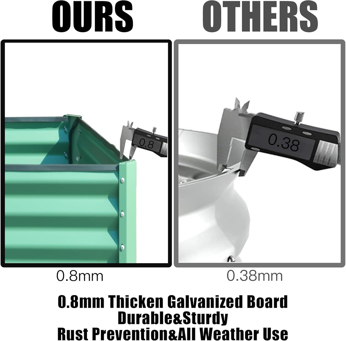 Domi Galvanized Raised Garden Bed, Outdoor Planter Garden Boxes Large Metal Planter Box for Gardening Vegetables Fruits Flowers, Green (8x4x2ft)