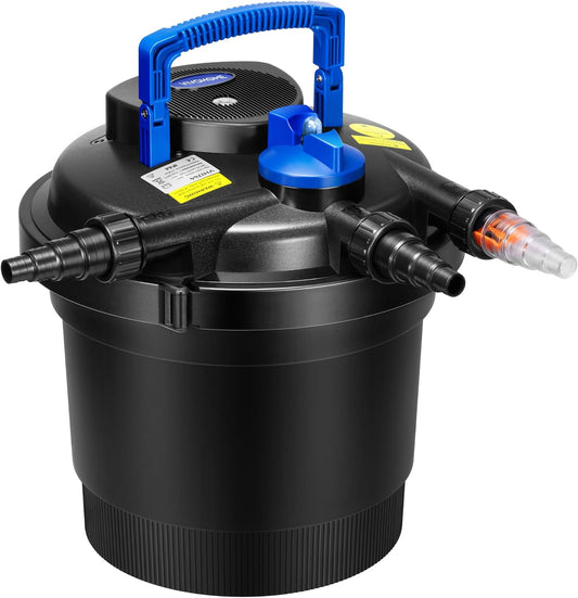 VIVOHOME 2110GPH Bio Pressure Pond Filter with 13W Light, Multi-Size Adapters for Koi Ponds up to 1057 Gallons or Ornamental Ponds up to 2113 Gallons