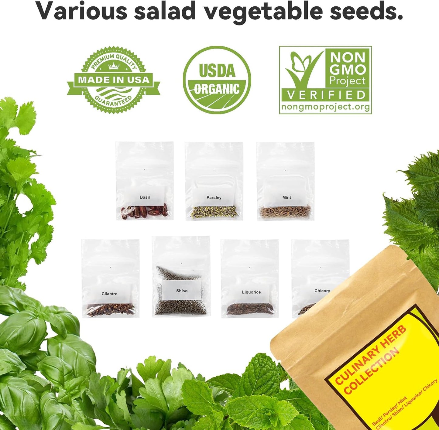 inbloom 18-Pod Herb Seed Pod Kit – Compatible with AeroGarden, Ahopegarden, Gardencube Hydroponic Garden with 350+ Seeds: Basil, Mint, Cilantro, Parsley, Shiso, Chicory, Liquorice – Mothers Day Gift