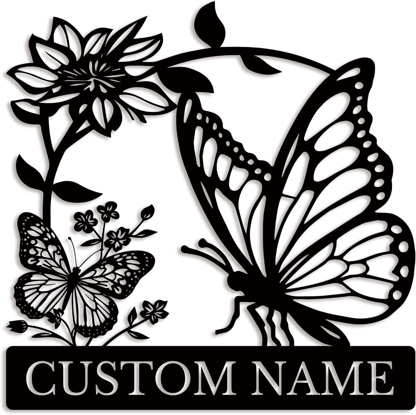 Custom Butterfly Metal Sign,Personalized Butterfly House Number Signs,Personalized Gardener Name Sign,Garden Patio Wall Decor (Style-5)