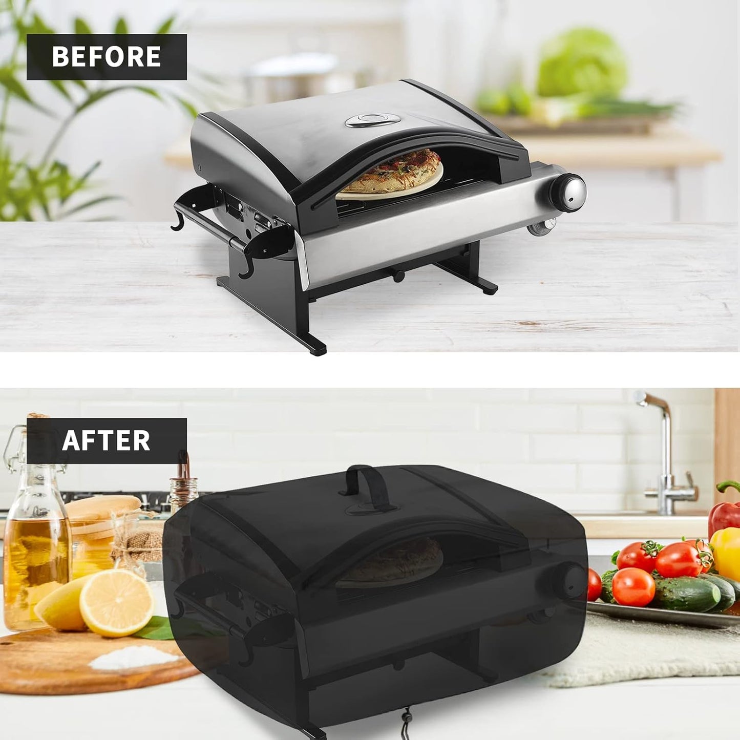 Kingling Pizza Oven Cover for Cuisinart CPO-600 Pizza Oven/CGG-306 Grill, Waterproof Portable Outdoor Grill Cover - 28.5''L x 18.5''W x 14.5''H