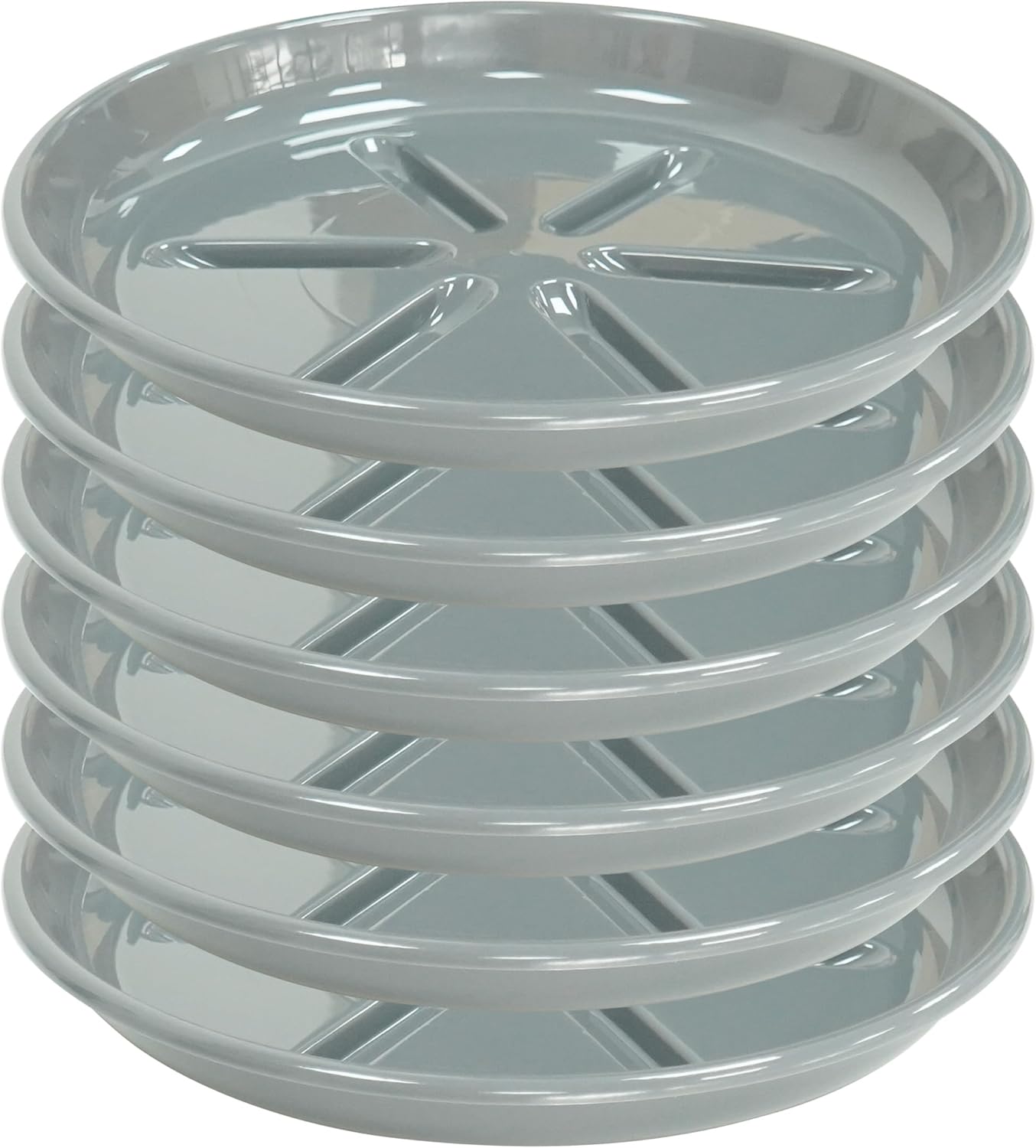 6 Pack of Plant Saucer 12 inch, Plant Trays for Indoors No Holes, Plant Drip Trays for Indoors Outdoor, Plant Water Tray for Planters, Gray