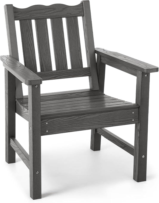 Stoog All-Weather Outdoor & Garden Chair, Patio Dining Chairs with 400 lbs Weight Capacity, Curveback Patio Chair for Backyard, Porch, Pool and Deck, Grey