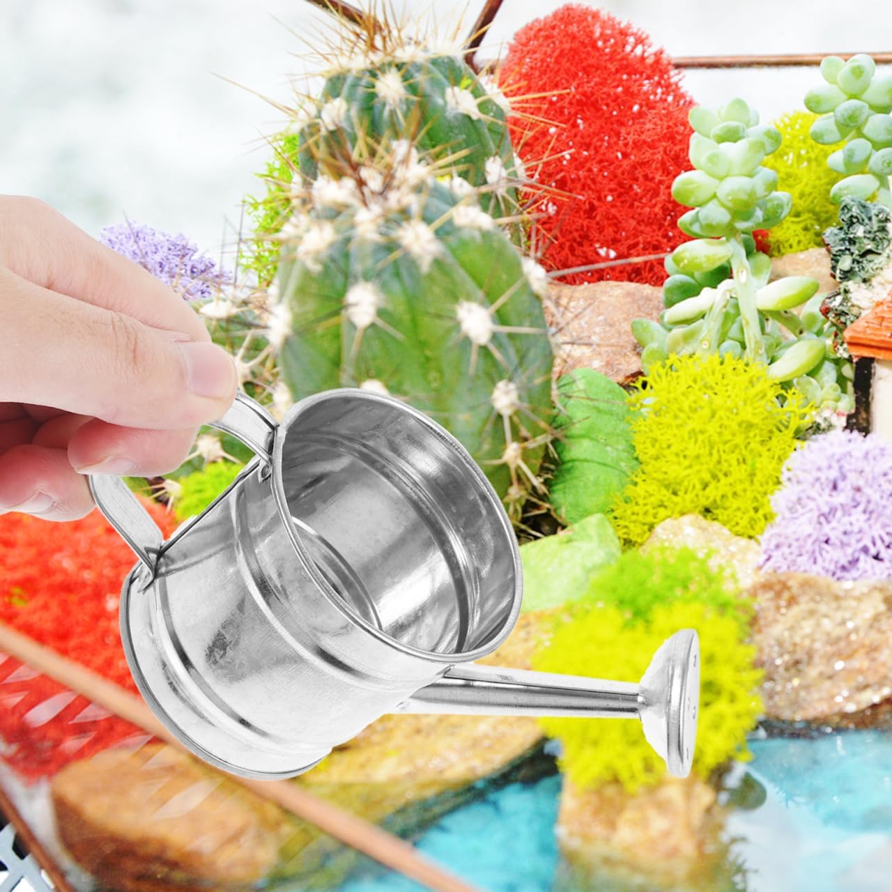 Mini Watering Can: 5pcs Kids Small Watering Can, Metal for Indoor Outdoor Plants, Children Iron for Garden Yard Home Plants Flower