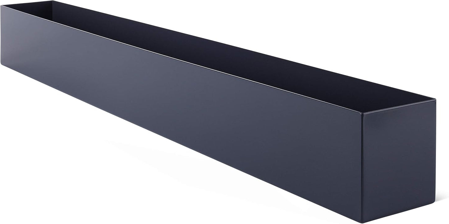 DR&Co Modern Grey Rectangle Planter Box, 16" Metal Planter Perfect for Succulent, Narrow Box for Table or Window Sill, Rectangular Stainless Steel Long