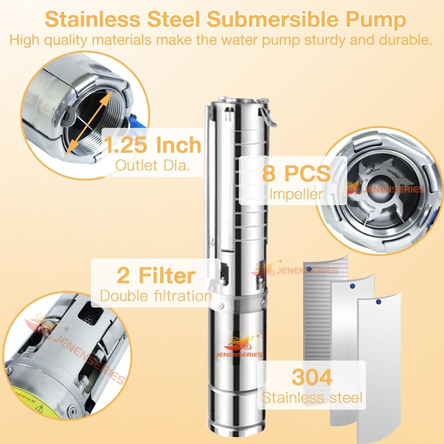Solar powered impeller water pump (750W+ controller)