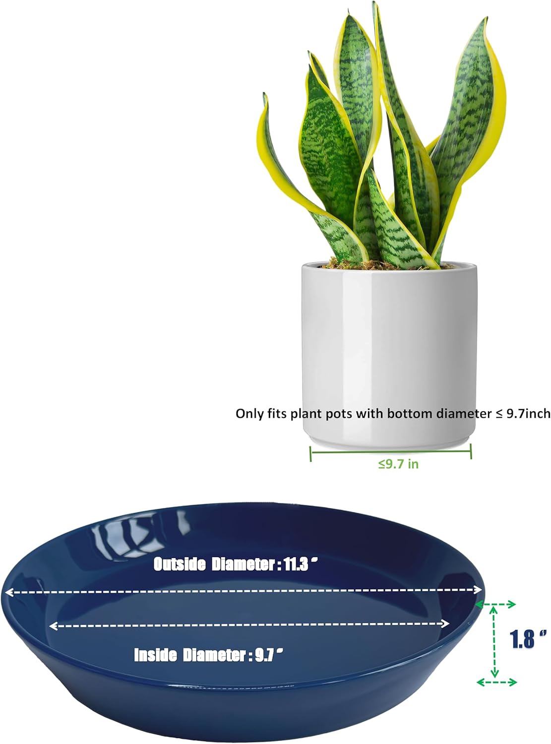 Ceramic Plant Saucers, 10 Inch (11 Inch) Plant Trays, Durable Round Glazed Ceramic Flower Plant Water Drip Tray for Pots Planter, Heavy Duty Plant Dish Plant Plate to Catch Water for Indoor & Outdoor