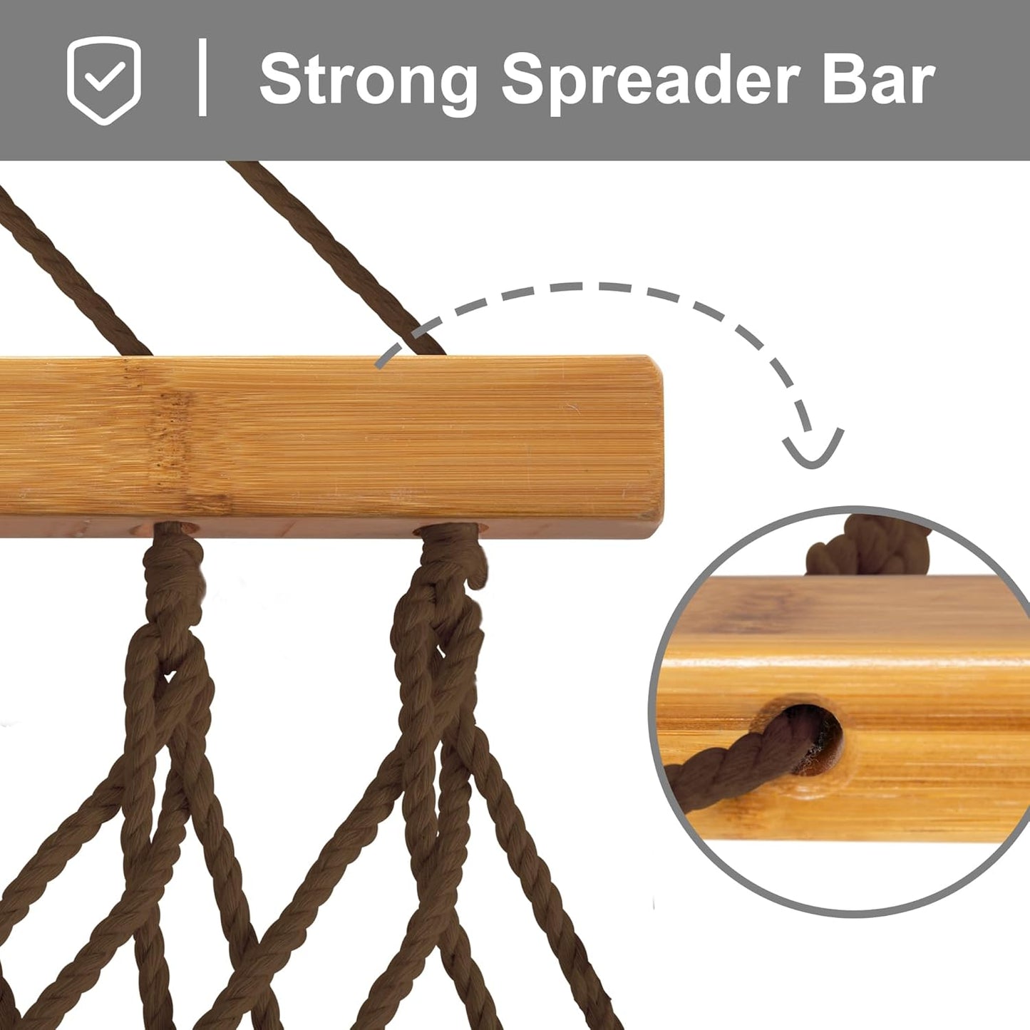 SUNCREAT Portable 2 Person Hammock with Carrying Bag, Tree Hooks, Magazine Bag, Bottle Holder, Heavy Duty Hanging Tree Hammock, Brown