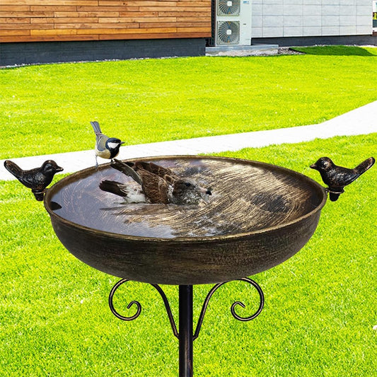 Bird Baths for Outdoor, 40 Inch High Vintage Metal Bird Bath with Cast Iron Bird Statues FreestandingBird Baths Birdfeeder Bowl for Outdoors Tray Patio Yard Lawn Decor