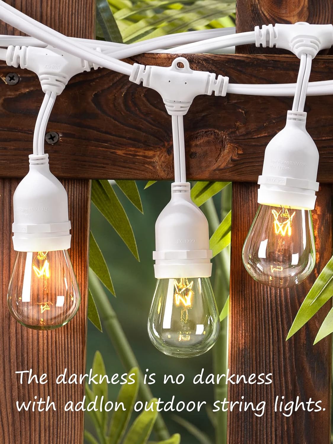 addlon 48 FT Outdoor String Lights Commercial Grade Weatherproof, 18 Edison Vintage Bulbs, 15 Hanging Socketsand 3 Spare Bulbs, ETL Listed Decorative Cafe Patio Lights for Bistro Garden, White