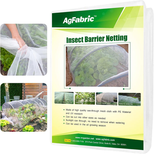 Agfabric Garden Netting 6.5'x10' Insect Pest Barrier Bird Netting for Garden Protection,Row Cover Mesh Netting for Vegetables Fruit Trees and Plants,White