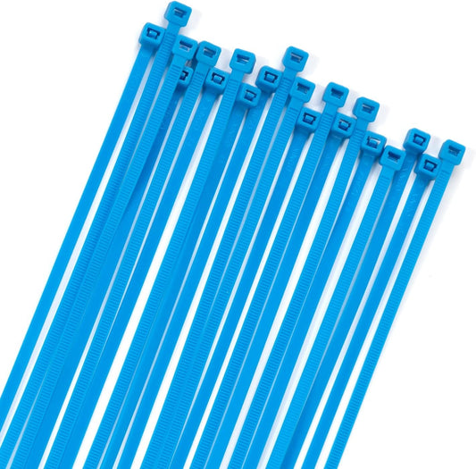 XINGO 100PCS Cable Zip Ties Heavy Duty, Premium Nylon Plastic Wire Ties with 50 Pounds Tensile Strength, Self-Locking Black Nylon Zip Ties for Indoor and Outdoor (8 inch, Blue)