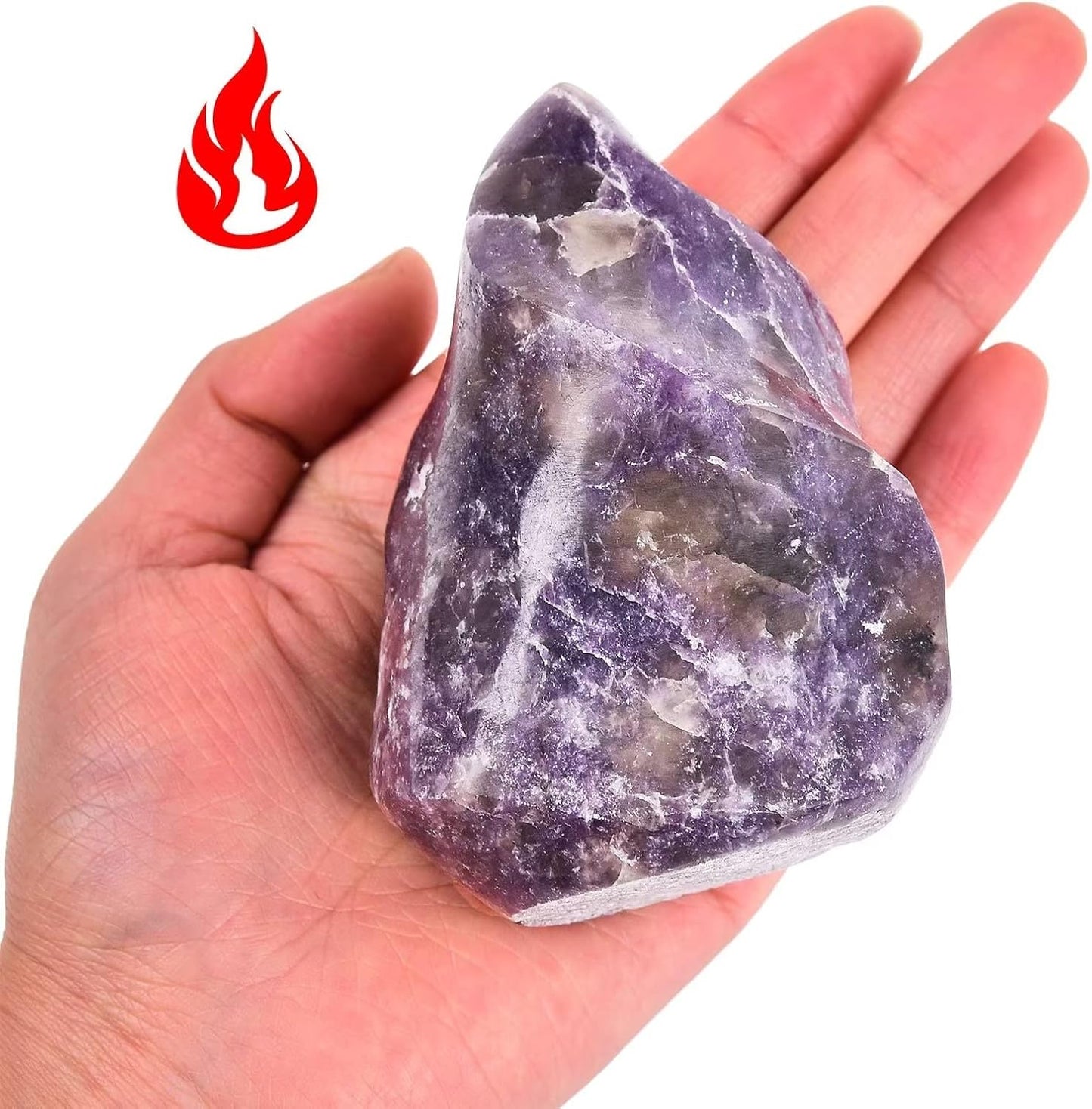 AMOYSTONE Purple Lepidolite Crystals Tower Flame Shaped Stone Energy Meditation Healing Crystal Home Decor 1.0-1.5 Pound