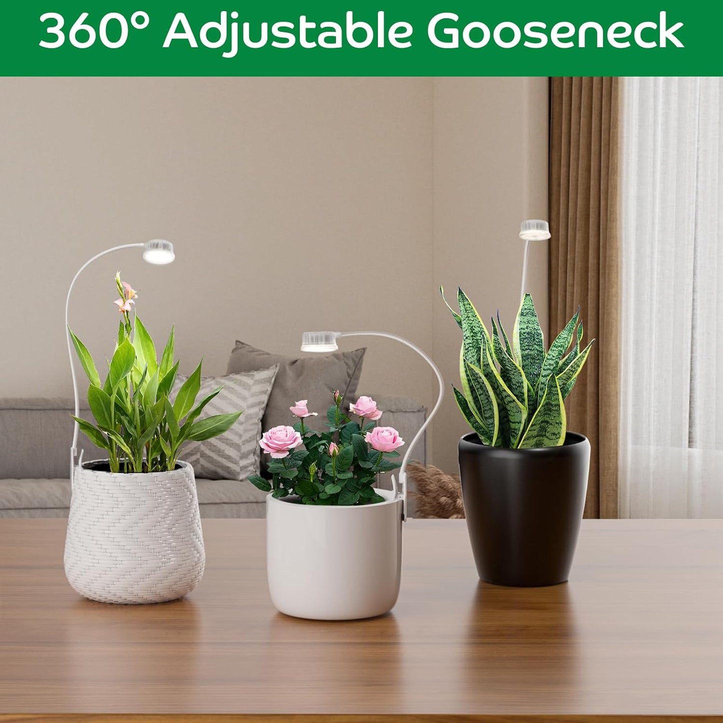 LED Grow Light for Indoor Plants, Full Spectrum Clip On Plant Growing Lamp, Plant Lamp with Adjustable Gooseneck and 10 Level Brightness Dimmable 3/9/12 hrs Auto On/Off Timer (1 Pack)