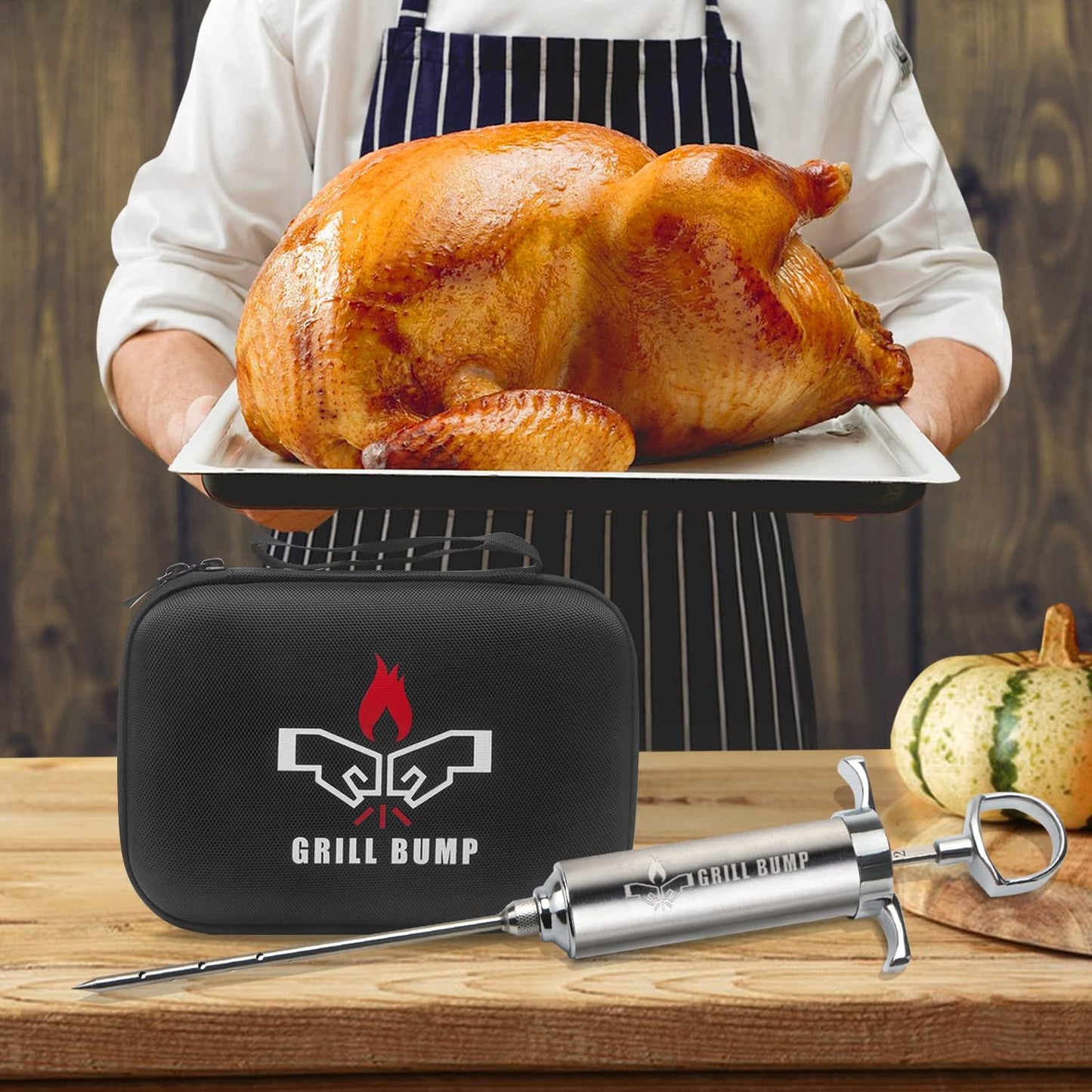 Meat Injector Syringe Kit with 3 Professional Marinade Injector Needles and Travel Case for BBQ Grill Smoker, Turkey and Brisket; 2-oz Large Capacity, Both Paper User Manual and E-Book